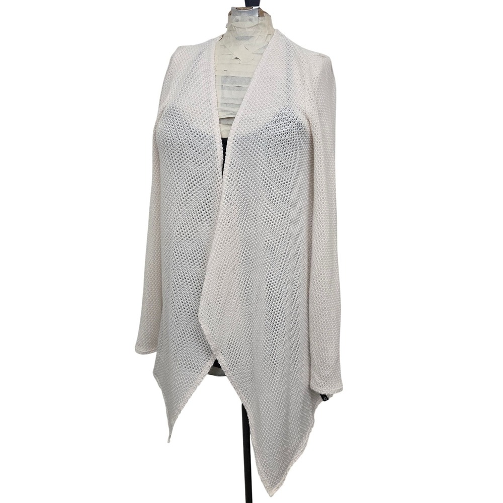 VOLCOM Womens XS‎ Open Front Cardigan Sweater Cream Knit Waterfall Draped